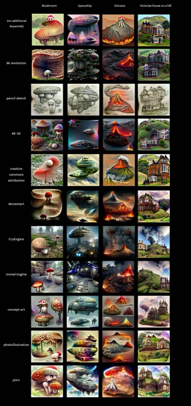 צילום מסך של ~200 CLIP+VQGAN keywords on 4 subjects, by @kingdomakrillic  - Imgur