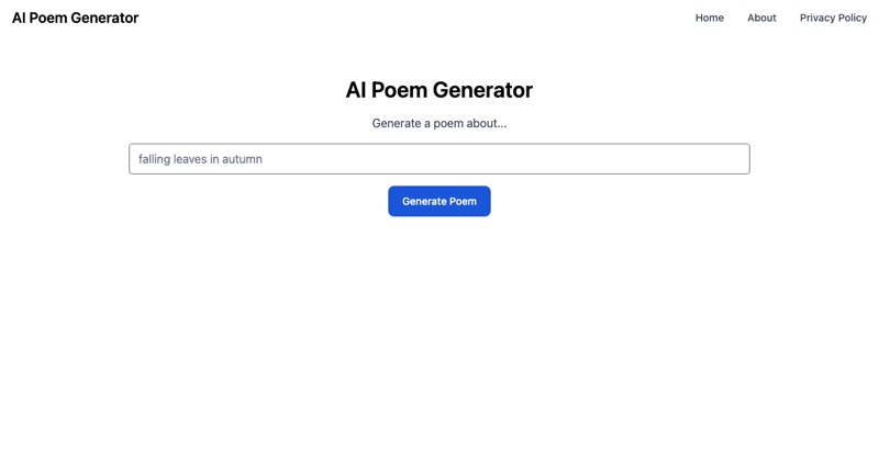 צילום מסך של AI Poem Generator