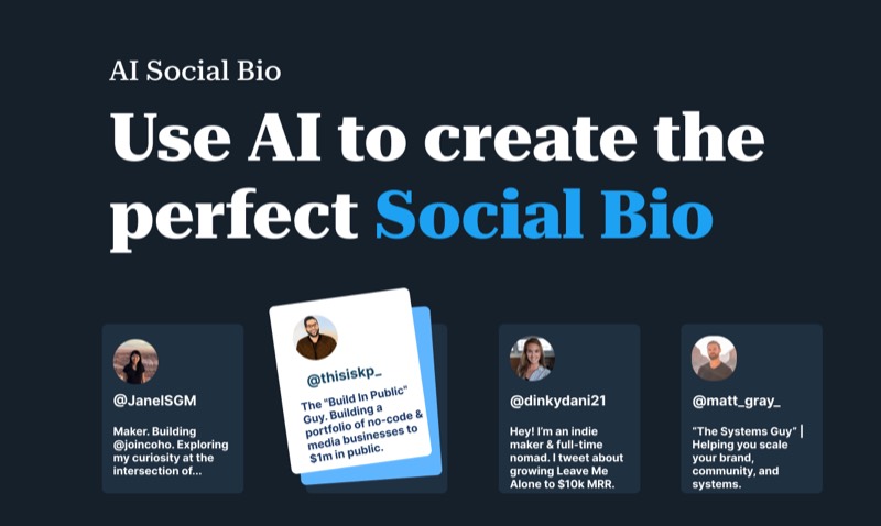 צילום מסך של AI Social Bio