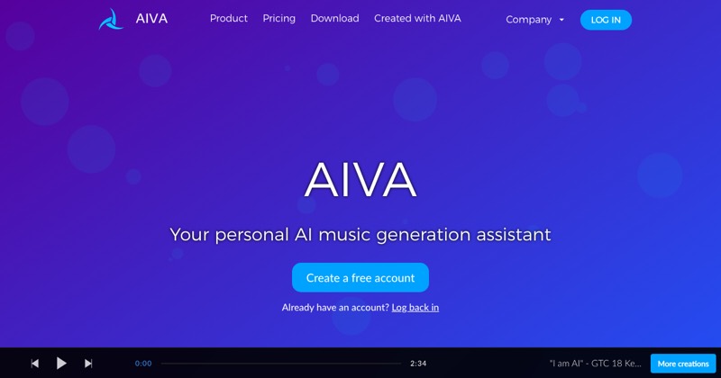 צילום מסך של AIVA