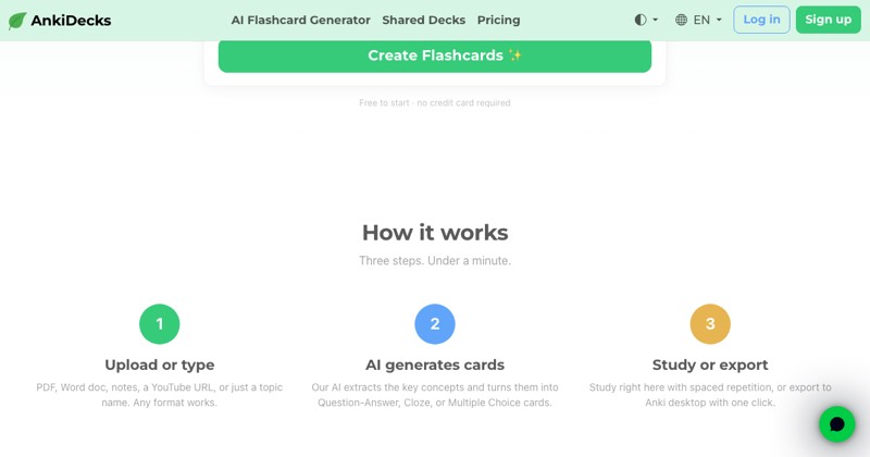 AnkiDecks AI, מסך 2