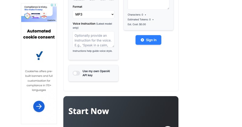 Audify AI, מסך 2