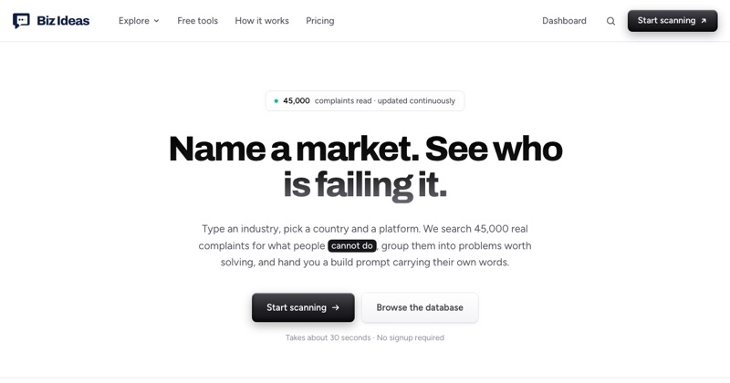 צילום מסך של Business Idea Generator