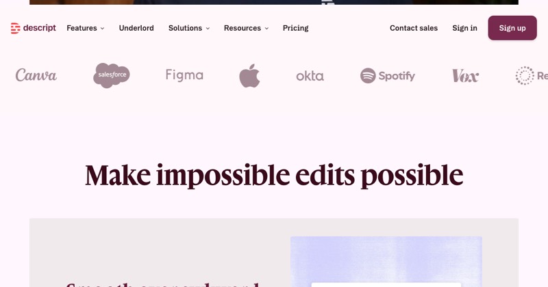 Descript Overdub, מסך 3