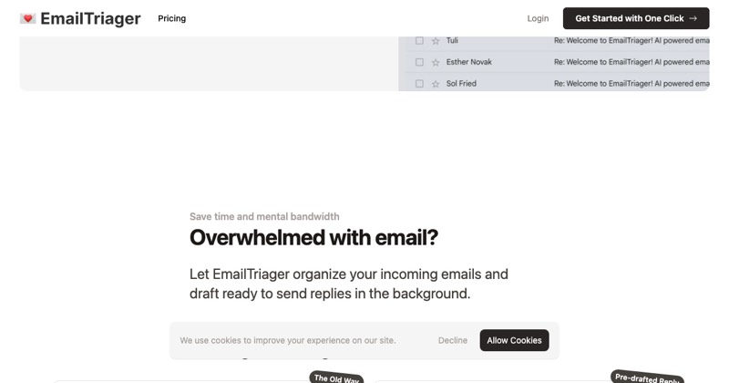 EmailTriager, מסך 2