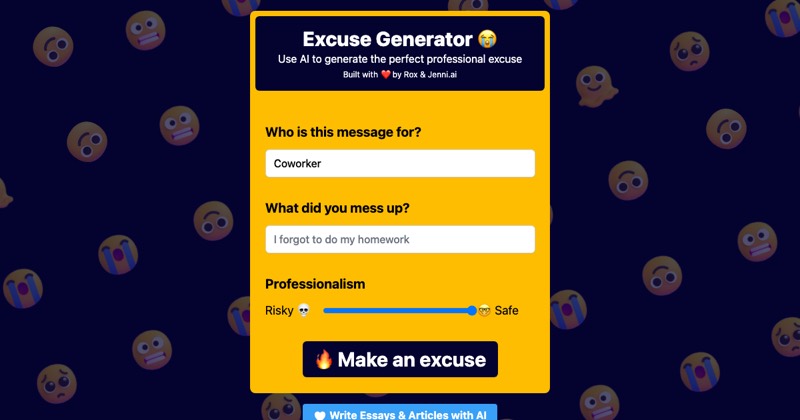 צילום מסך של Excuses AI