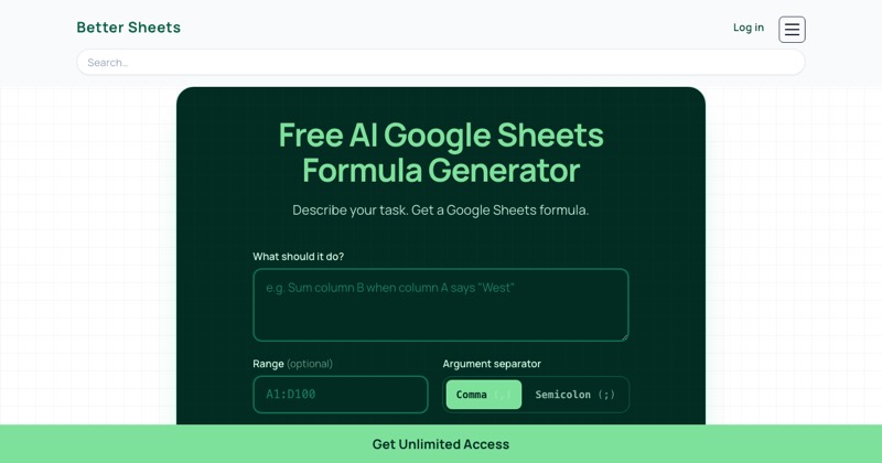 צילום מסך של Google Sheets Formula Generator