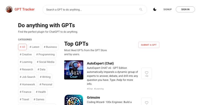 צילום מסך של GPT Tracker