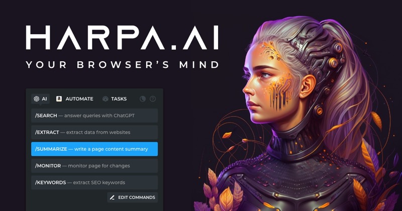 צילום מסך של HARPA AI