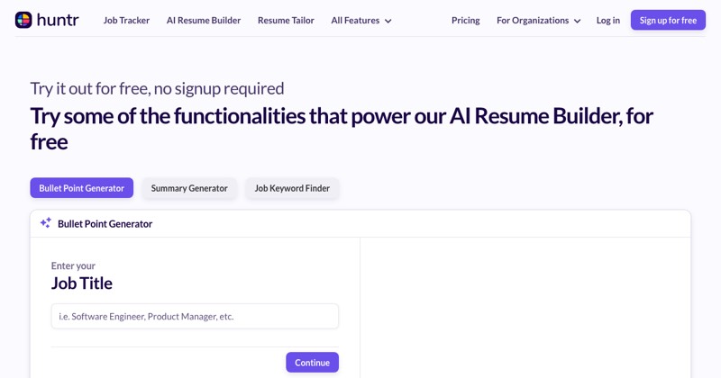 Huntr AI Resume Builder, מסך 3