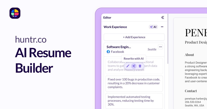 צילום מסך של Huntr AI Resume Builder