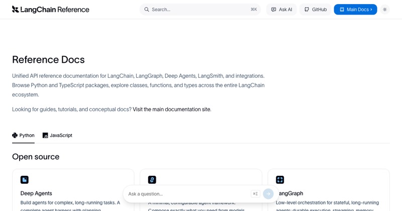 צילום מסך של LangChain Docs