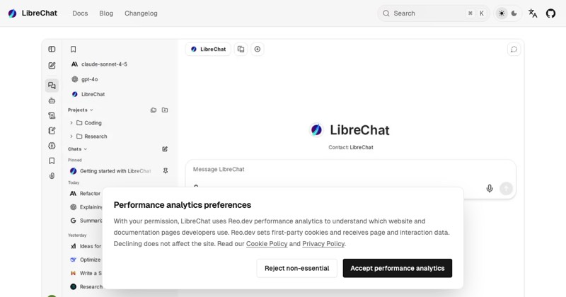 LibreChat, מסך 2