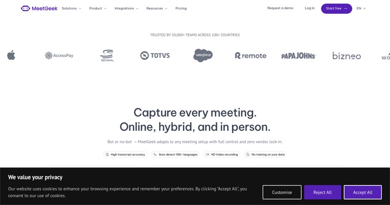 MeetGeek, מסך 2