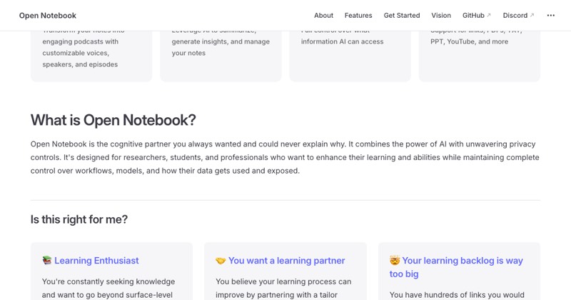 Open Notebook, מסך 2