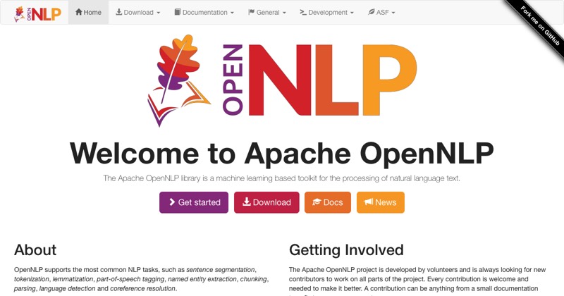 צילום מסך של OpenNLP