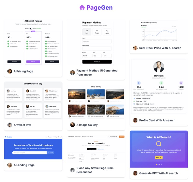 צילום מסך של PageGen