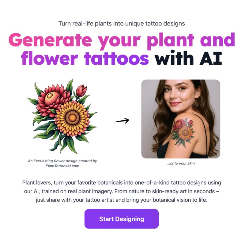 צילום מסך של PlantTattoosAI
