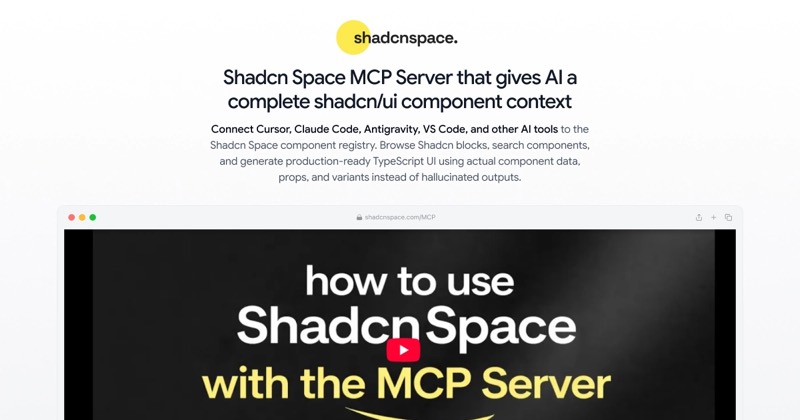 צילום מסך של Shadcn Space MCP