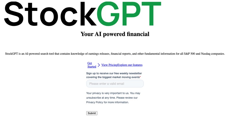 צילום מסך של StockGPT