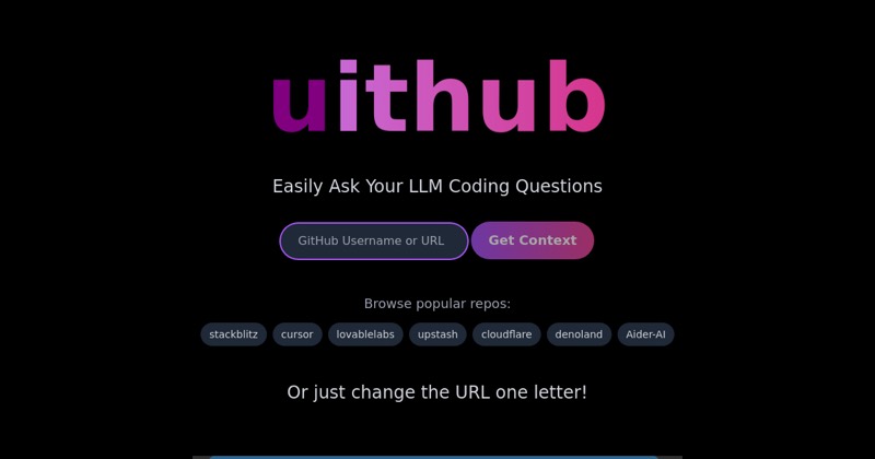צילום מסך של uithub