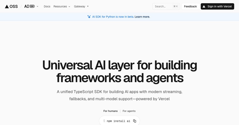 צילום מסך של Vercel AI SDK