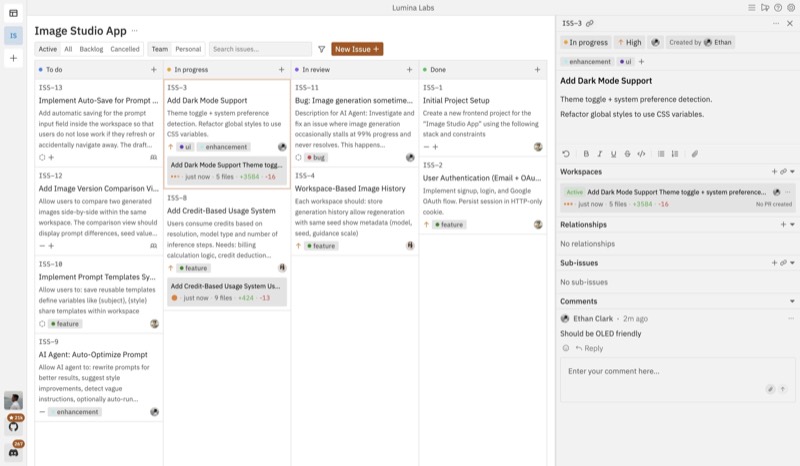 צילום מסך של Vibe Kanban
