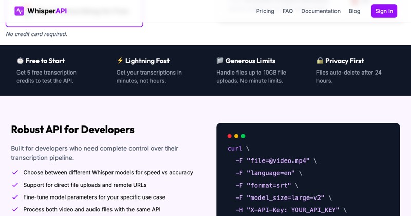 Whisper API, מסך 2